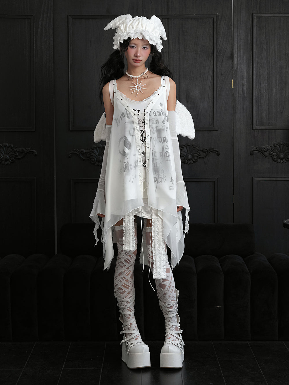 Punk Lace-Up Asymmetric Cami Top