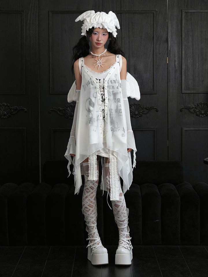 Punk Lace-Up Asymmetric Cami Top