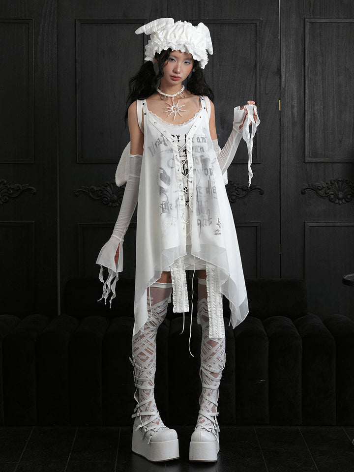 Punk Lace-Up Asymmetric Cami Top