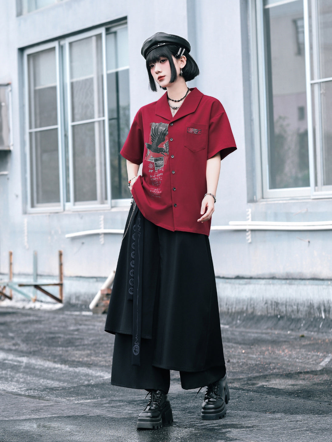 Chinese-Inspired Asymmetric Skirt Pants