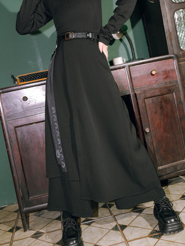 Chinese-Inspired Asymmetric Skirt Pants