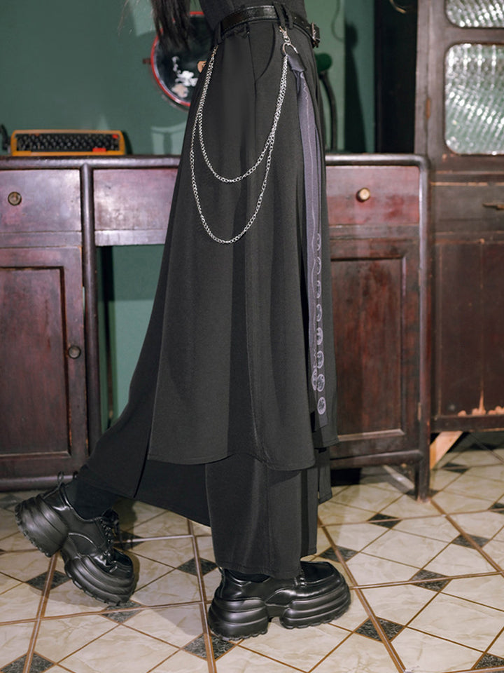 Chinese-Inspired Asymmetric Skirt Pants