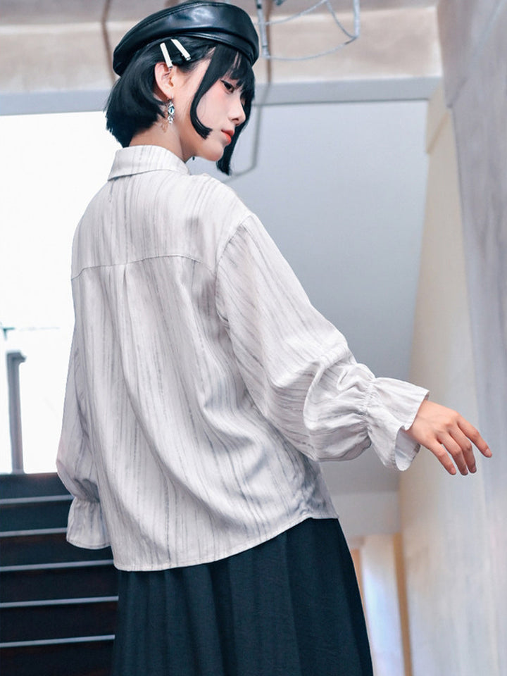 Jellyfish Embroidered Asymmetric Ruffle Shirt