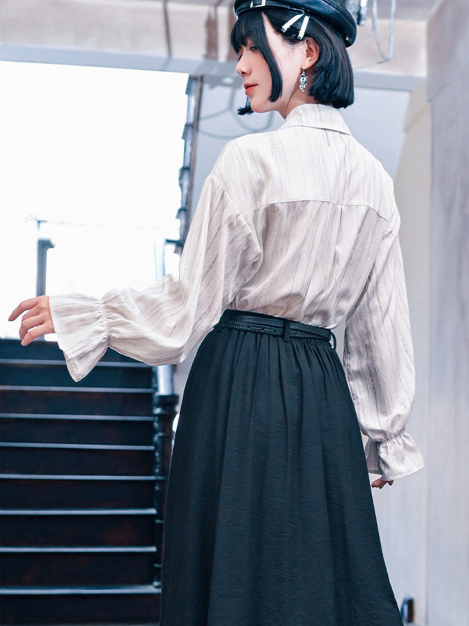 Jellyfish Embroidered Asymmetric Ruffle Shirt