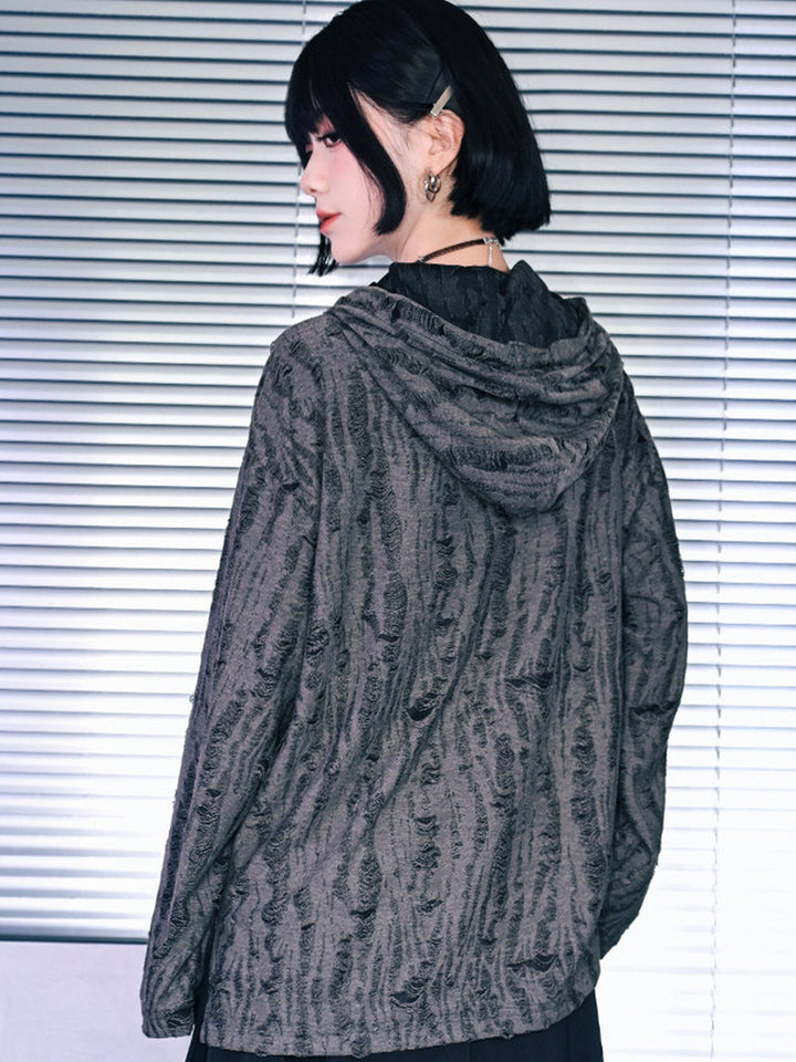 Black Distressed Skull Graphic Hoodie