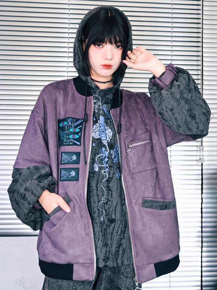 Black Distressed Skull Graphic Hoodie