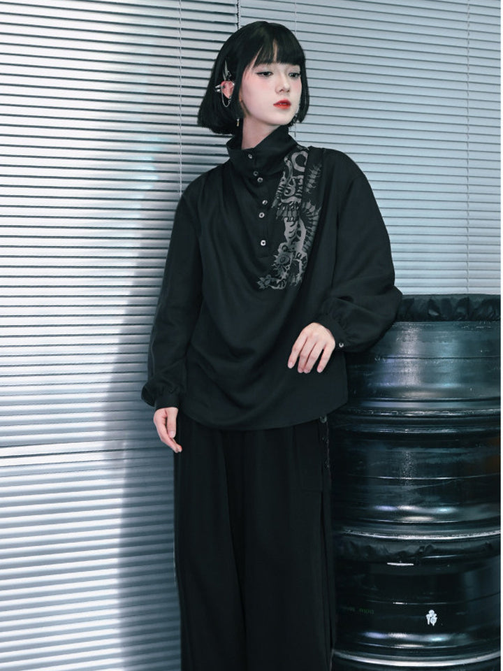 Black Five Poisons Graphic High-Neck Shirt