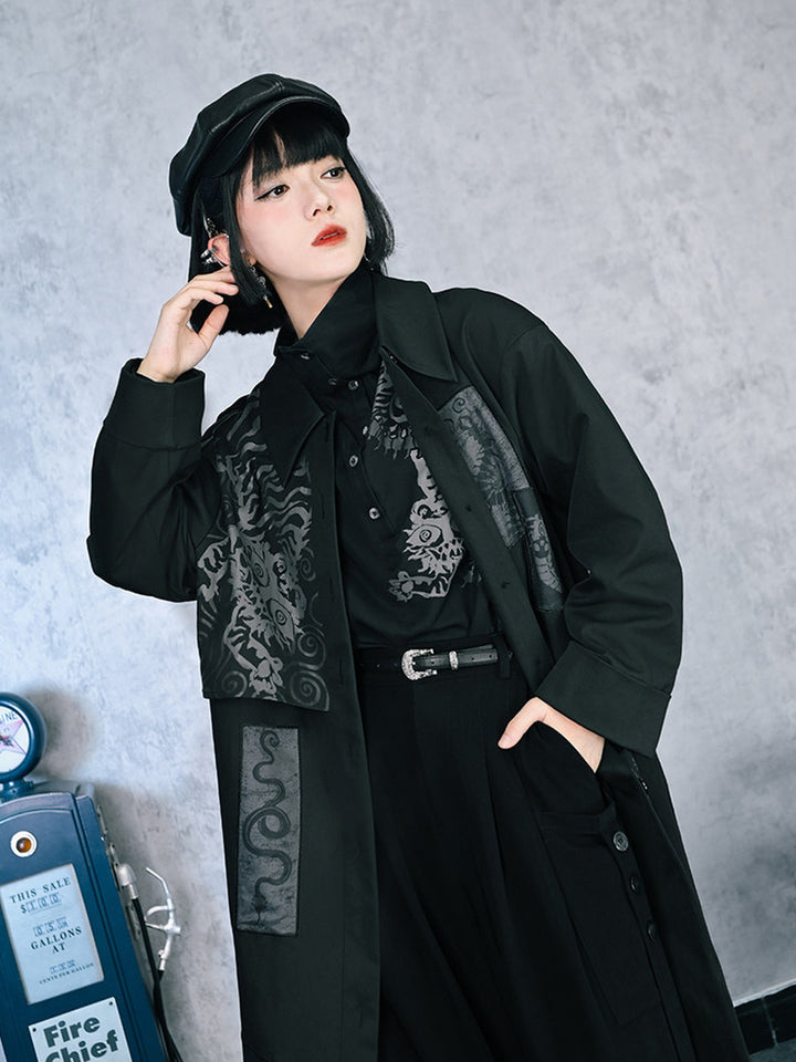 Black Five Poisons Graphic High-Neck Shirt