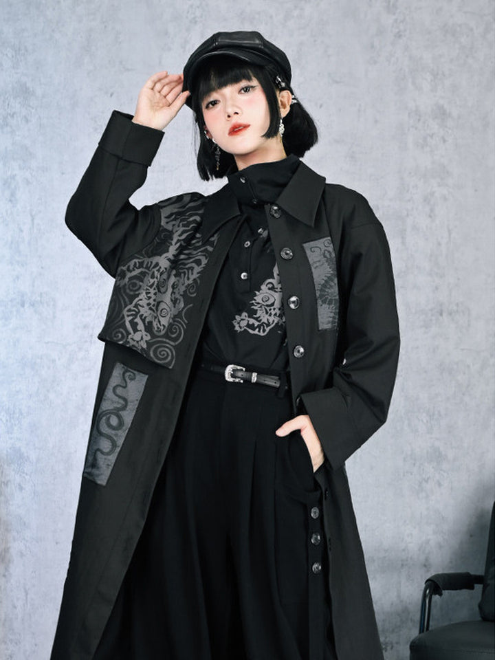 Black Five Poisons Graphic High-Neck Shirt
