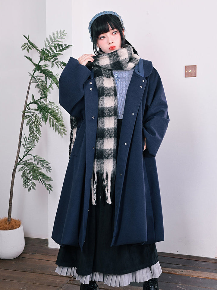 Jellyfish Embroidered Hooded Cocoon Coat