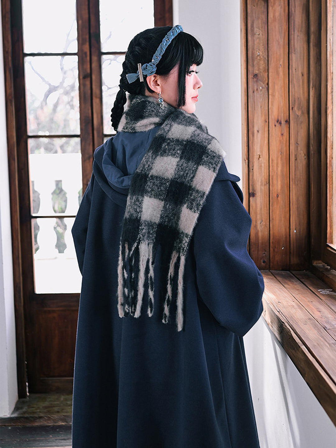 Jellyfish Embroidered Hooded Cocoon Coat