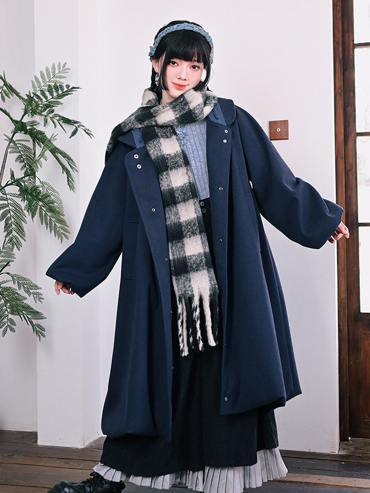 Jellyfish Embroidered Hooded Cocoon Coat