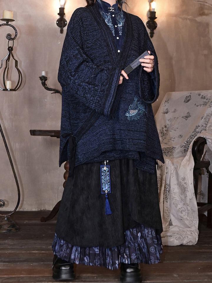 Asymmetric Layered Print Pleated Maxi Skirt