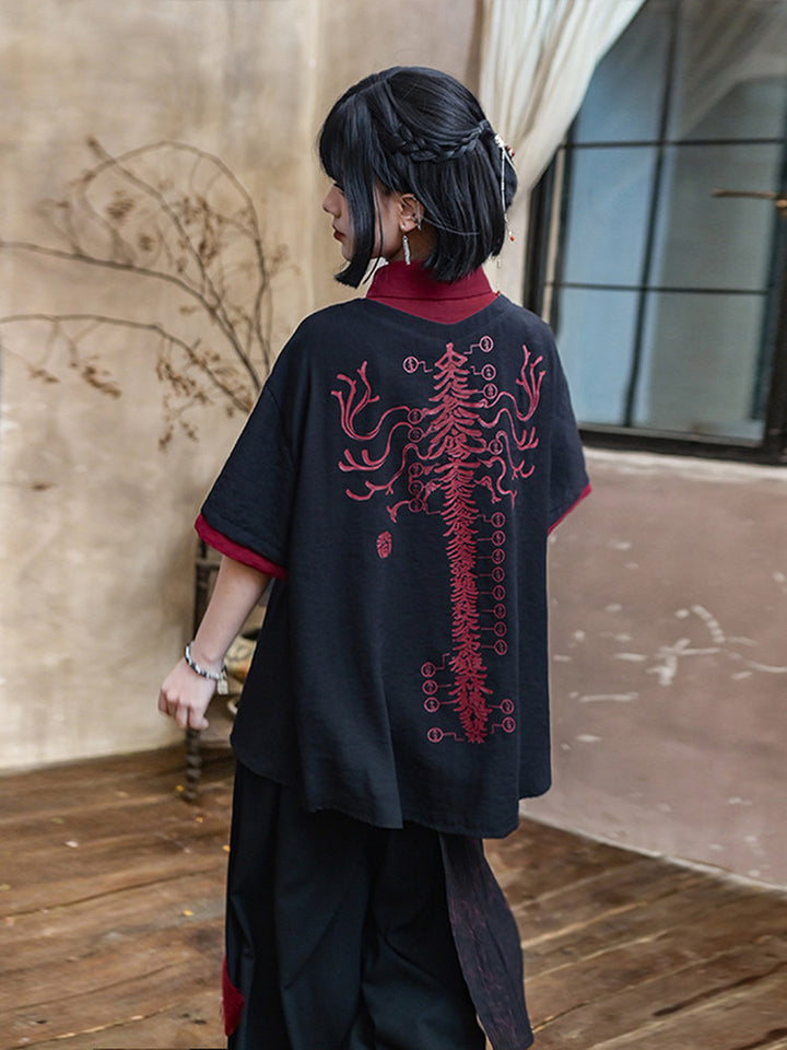 Chinese-Inspired Skeleton Graphic Shirt