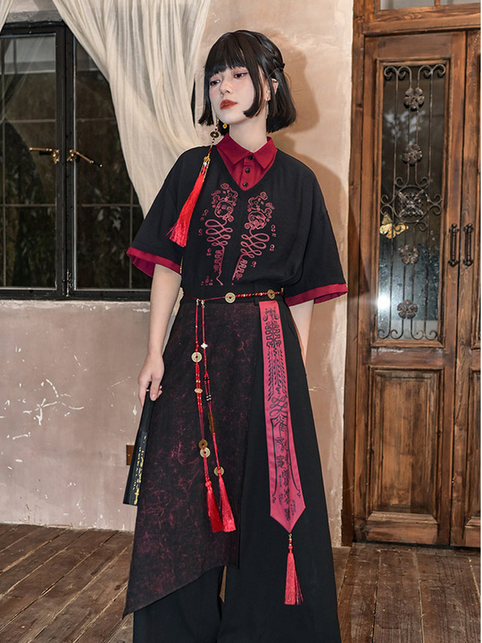 Chinese-Inspired Skeleton Graphic Shirt