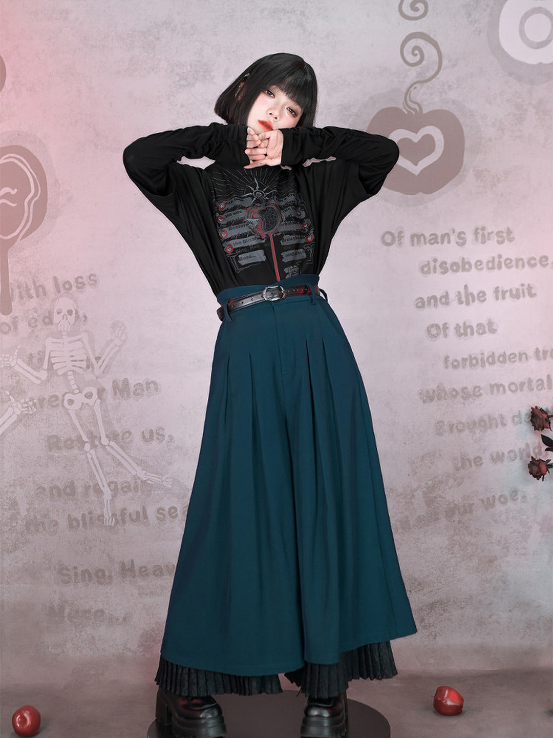 Gothic Eden Graphic Mock Neck Shirt
