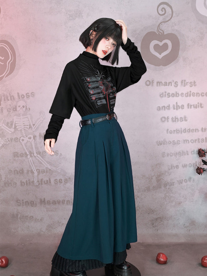 Gothic Eden Graphic Mock Neck Shirt