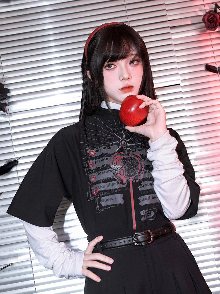 Gothic Eden Graphic Mock Neck Shirt