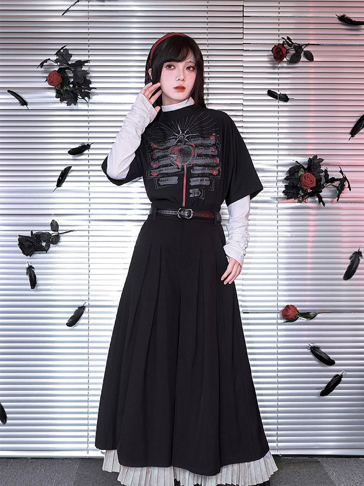 Gothic Eden Graphic Mock Neck Shirt