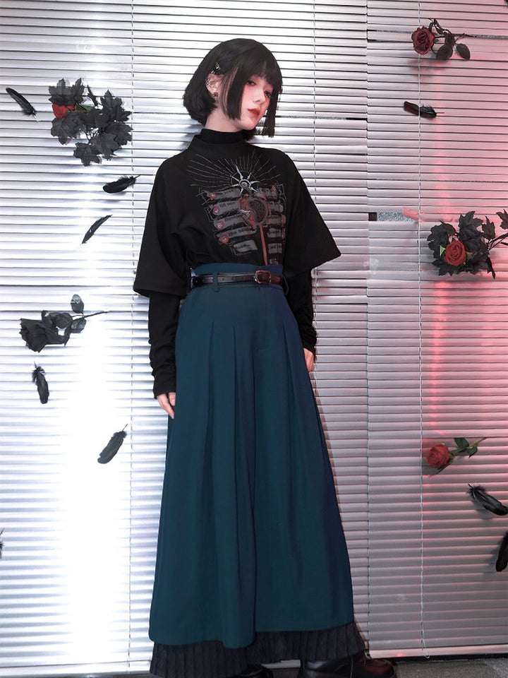 Gothic Eden Graphic Mock Neck Shirt