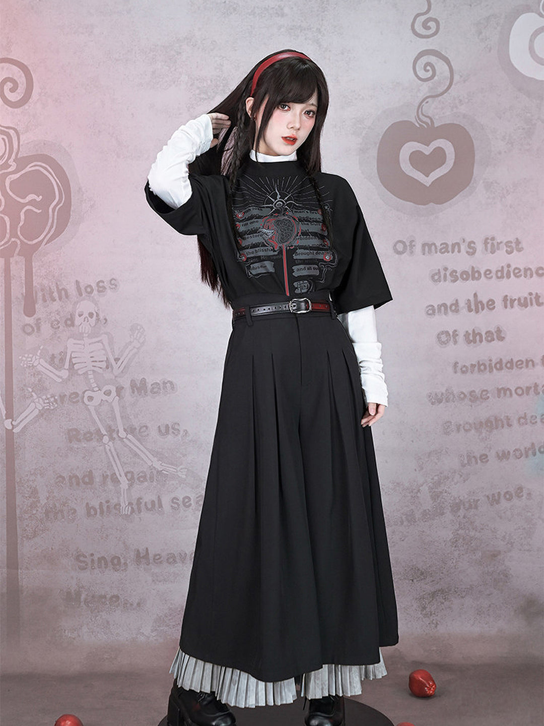 Gothic Eden Graphic Mock Neck Shirt