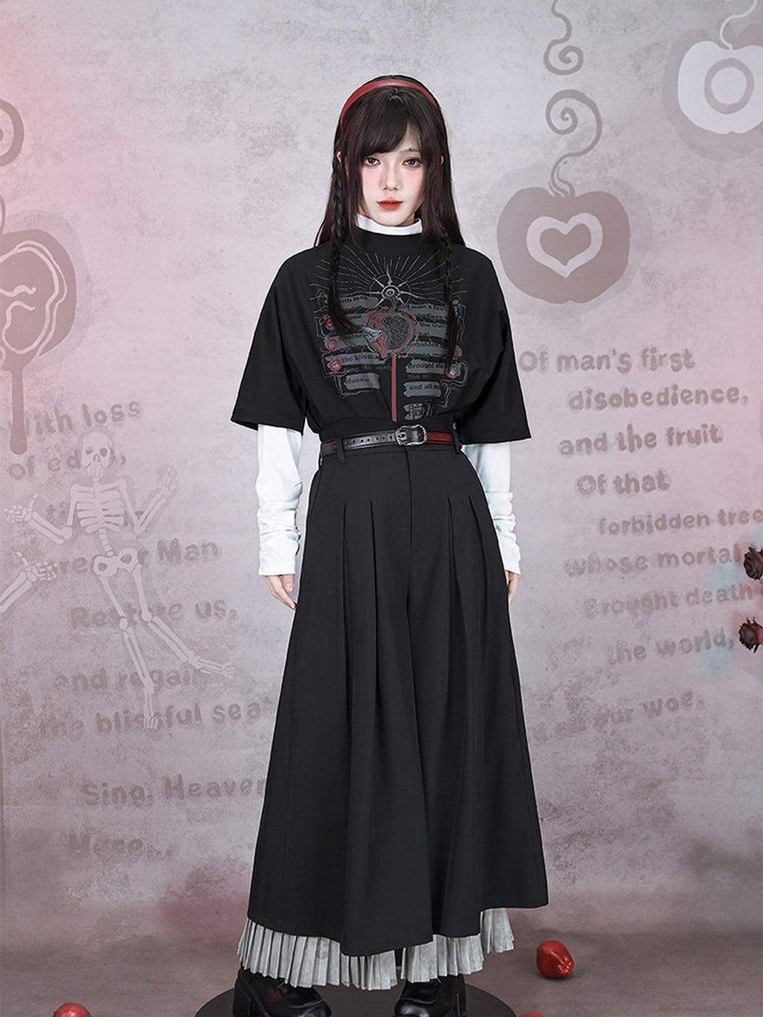 Gothic Eden Graphic Mock Neck Shirt