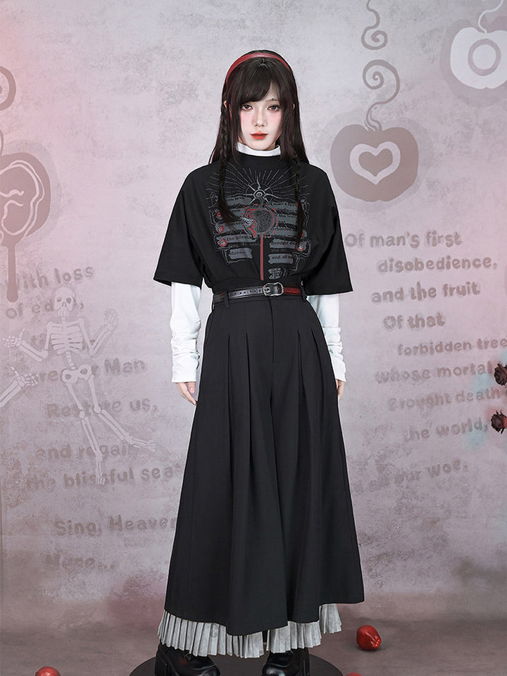 Gothic Eden Graphic Mock Neck Shirt