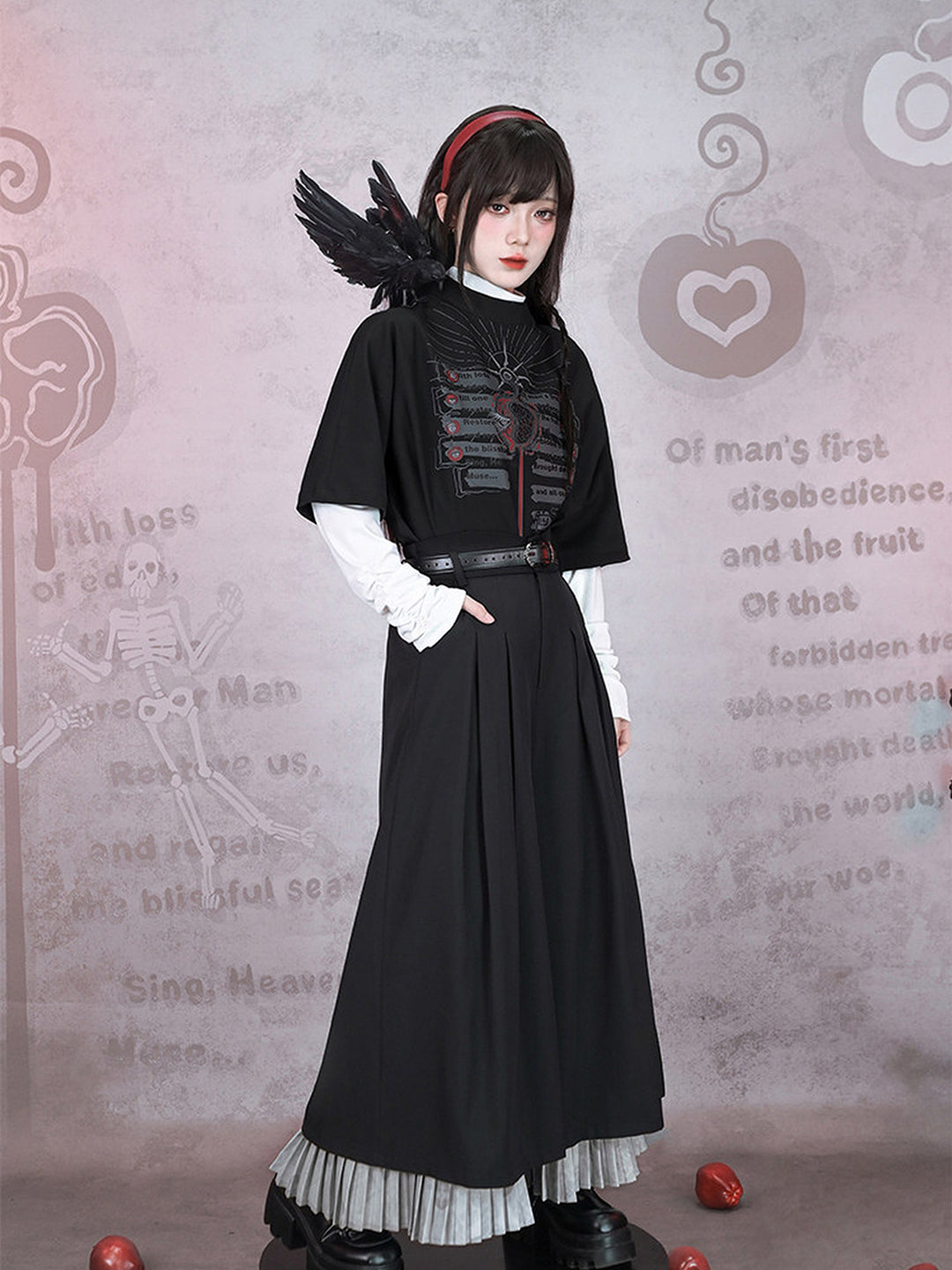 Gothic Eden Graphic Mock Neck Shirt