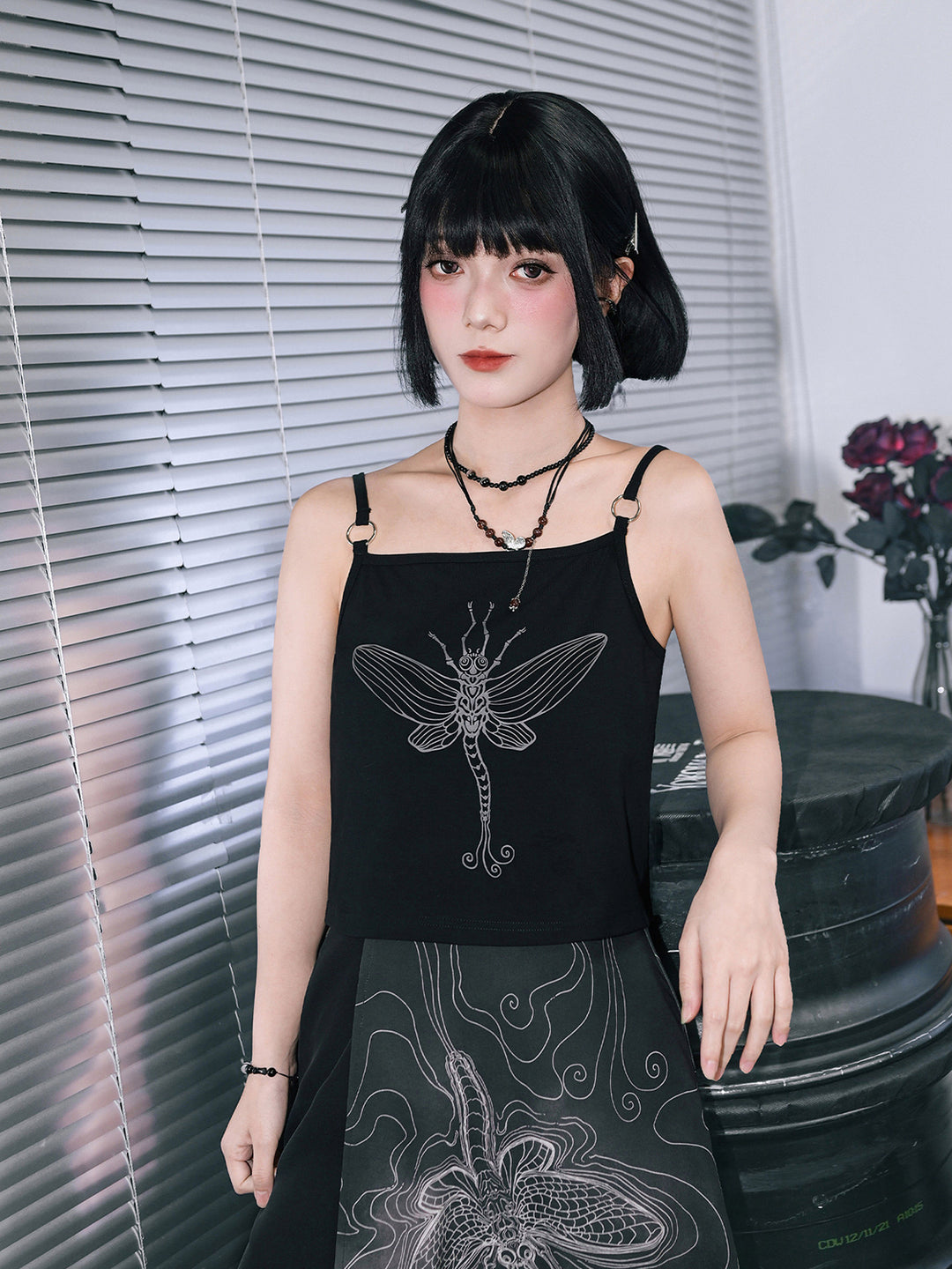Mayfly Graphic Ring-Strap Cami Top