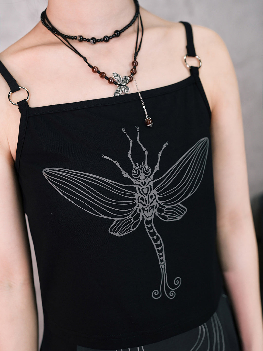 Mayfly Graphic Ring-Strap Cami Top