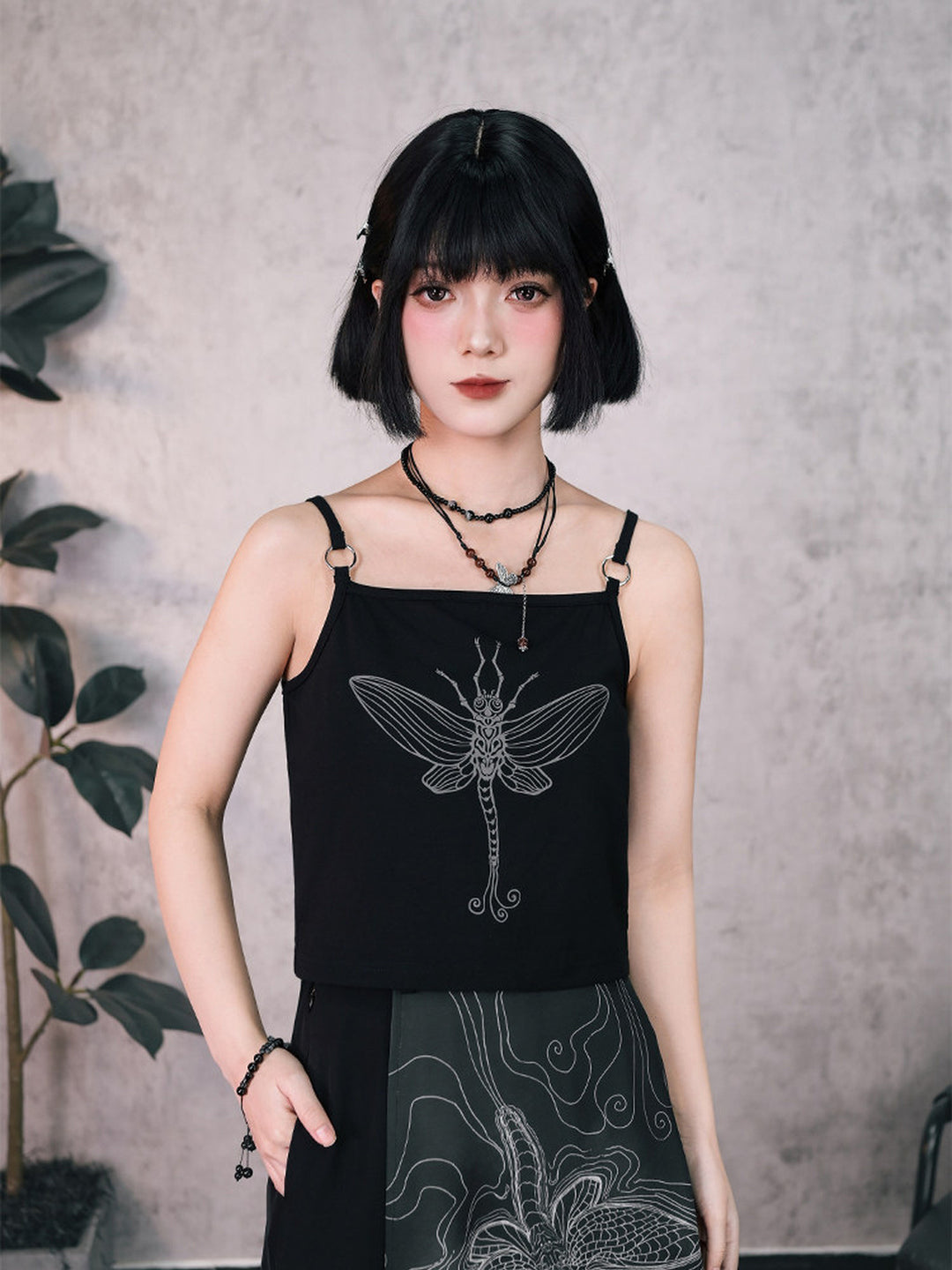 Mayfly Graphic Ring-Strap Cami Top