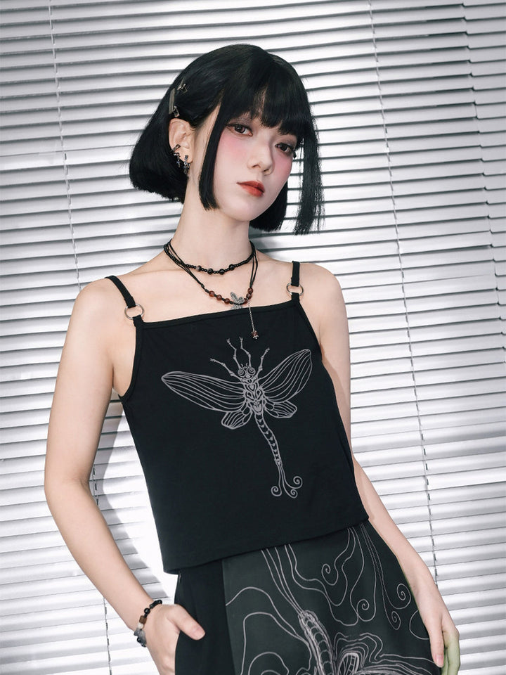 Mayfly Graphic Ring-Strap Cami Top