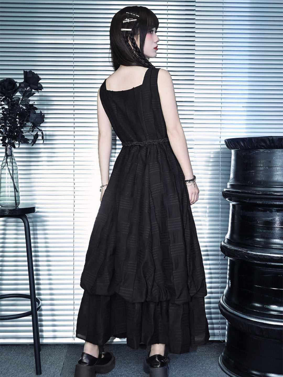 Sea Lily Embroidered Bubble Hem Maxi Dress