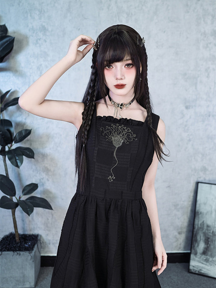 Sea Lily Embroidered Bubble Hem Maxi Dress