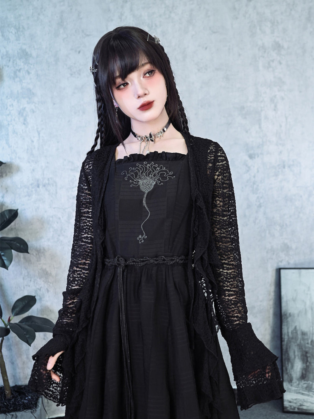 Sea Lily Embroidered Bubble Hem Maxi Dress