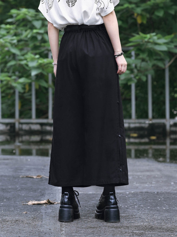 Gothic Cicada Print Convertible Wide-Leg Pants