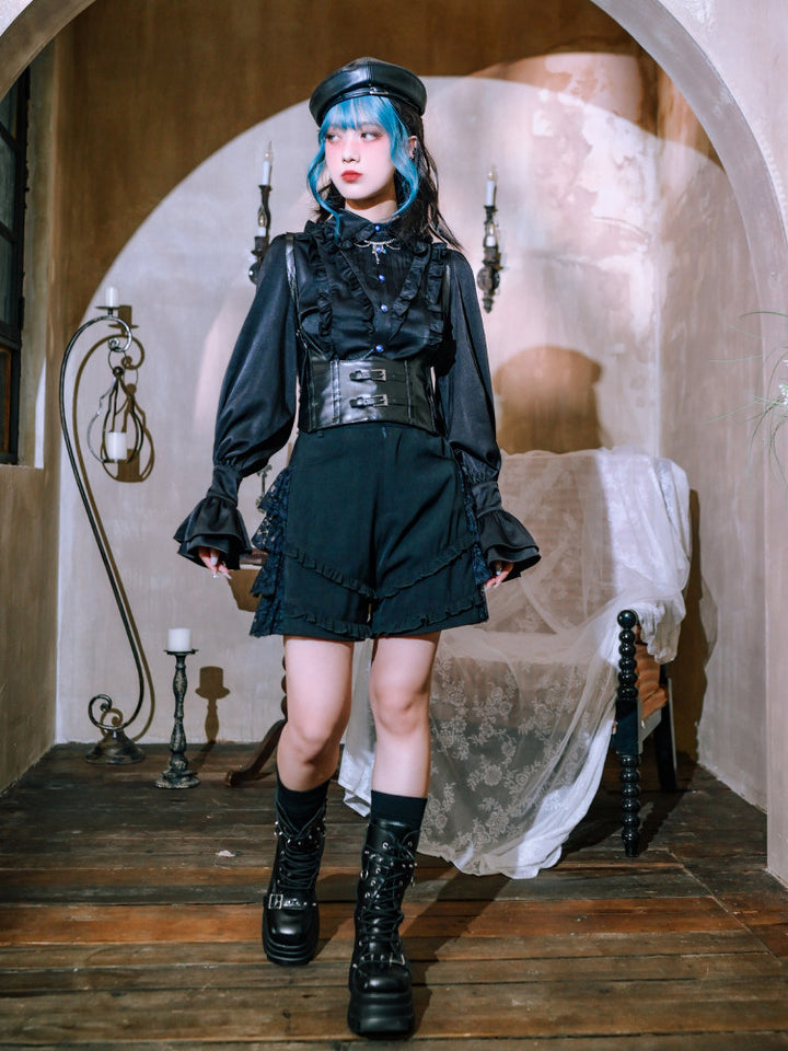 Gothic Ruffle Balloon Sleeve Shirt