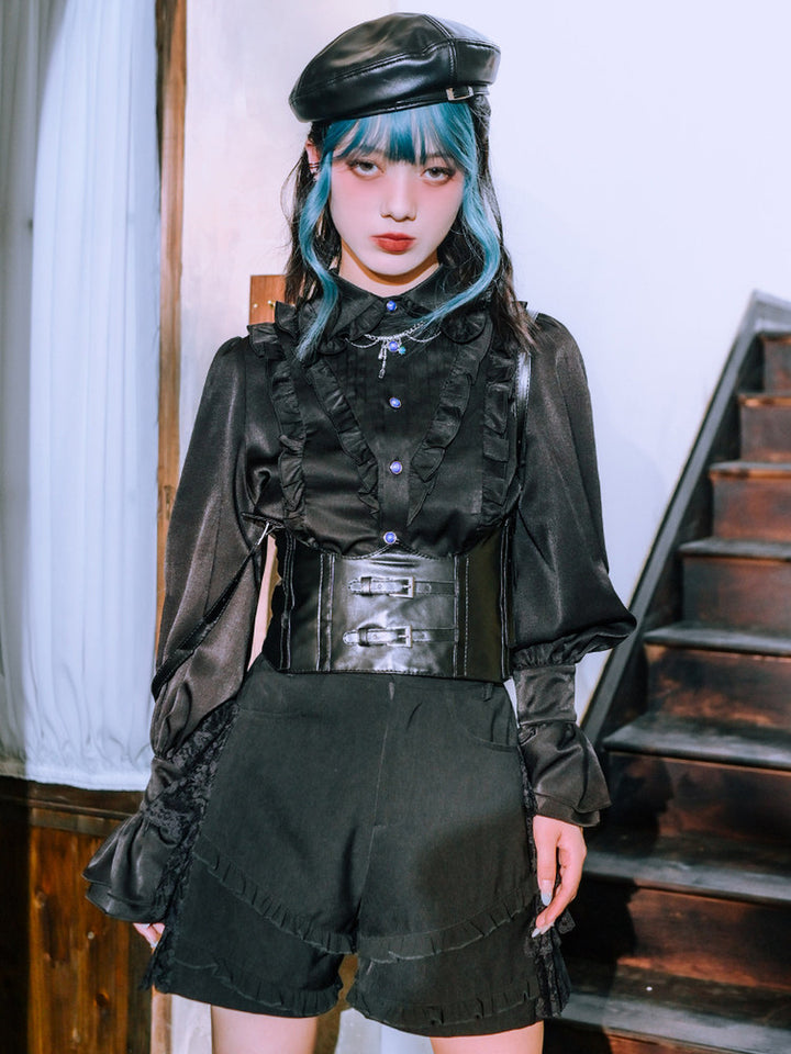Gothic Ruffle Balloon Sleeve Shirt