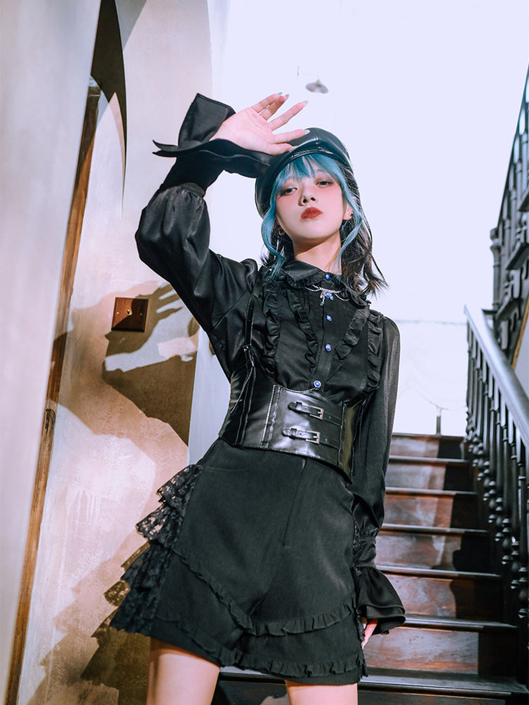 Gothic Ruffle Balloon Sleeve Shirt