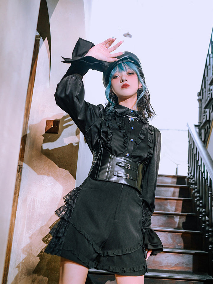 Gothic Ruffle Balloon Sleeve Shirt