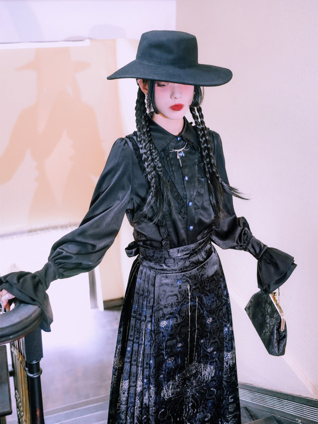 Gothic Ruffle Balloon Sleeve Shirt