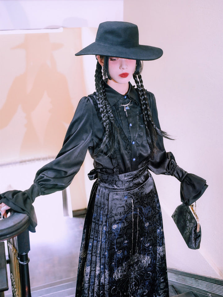 Gothic Ruffle Balloon Sleeve Shirt