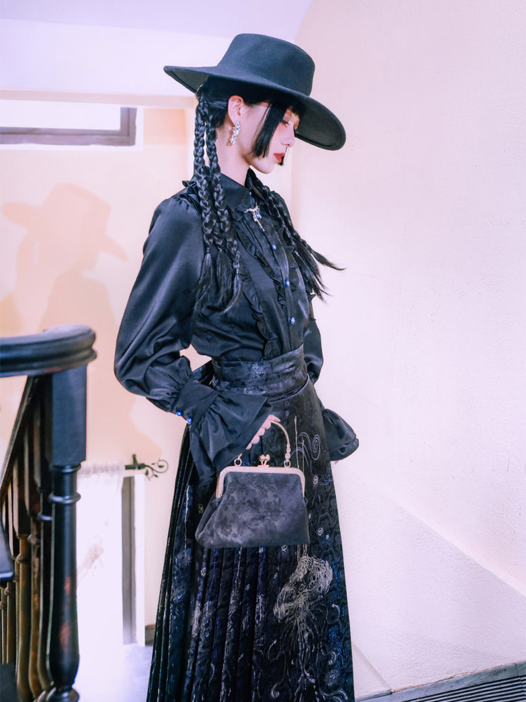 Gothic Ruffle Balloon Sleeve Shirt