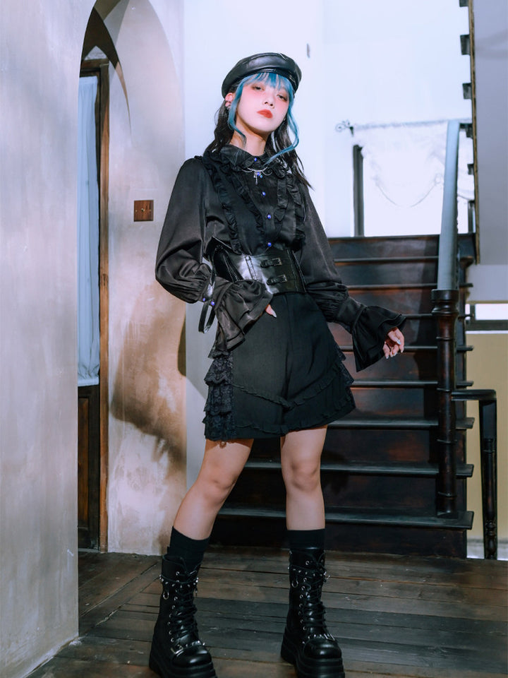 Gothic Ruffle Balloon Sleeve Shirt