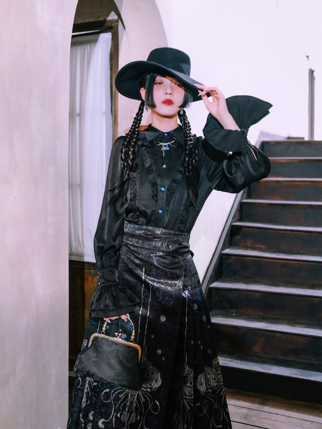 Gothic Ruffle Balloon Sleeve Shirt