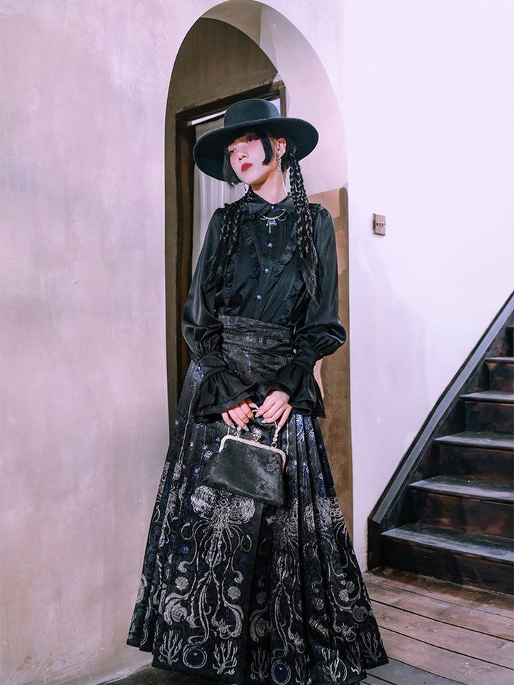 Gothic Ruffle Balloon Sleeve Shirt