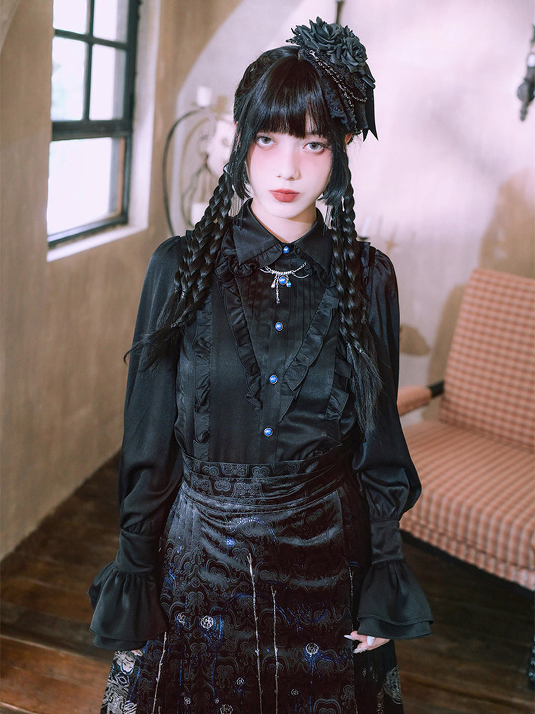 Gothic Ruffle Balloon Sleeve Shirt