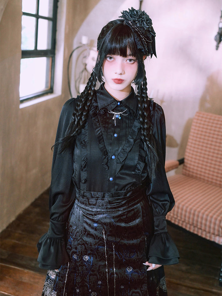 Gothic Ruffle Balloon Sleeve Shirt