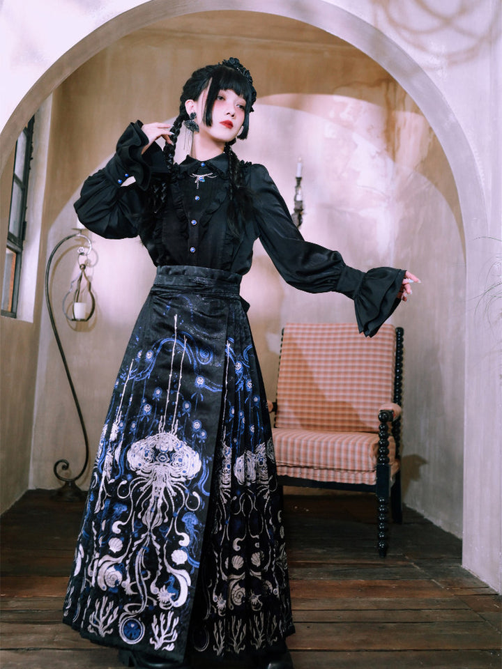 Gothic Ruffle Balloon Sleeve Shirt