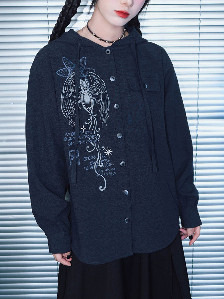 Sea Angel Graphic Hooded Shirt